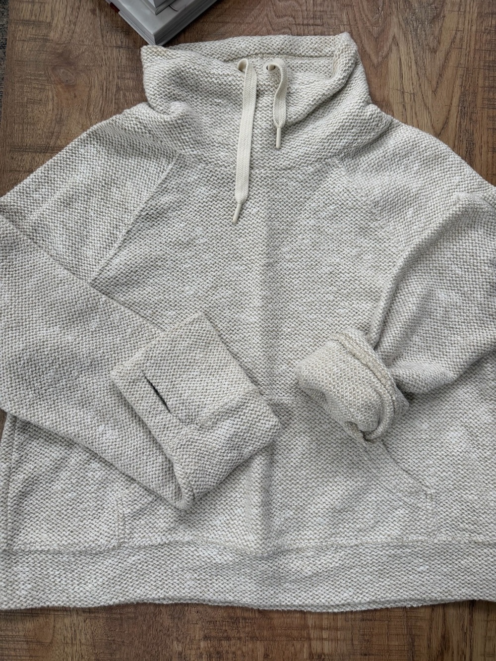 aerie Cream Knit Funnel Neck Pullover